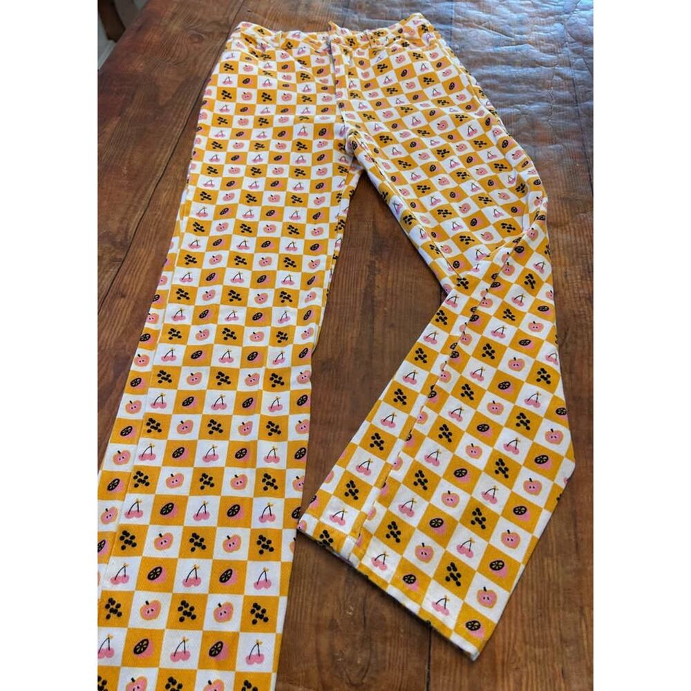 PepperMayo “Pina Colada” Pants Dopamine Artsy Maximalist Fruitcore Cherry Sz 6